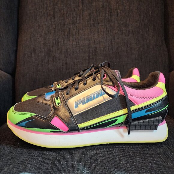 Puma Mile Rider Sunny Getaway Black Electro Green Pink - Woman's Size 10.5 - Picture 2 of 12